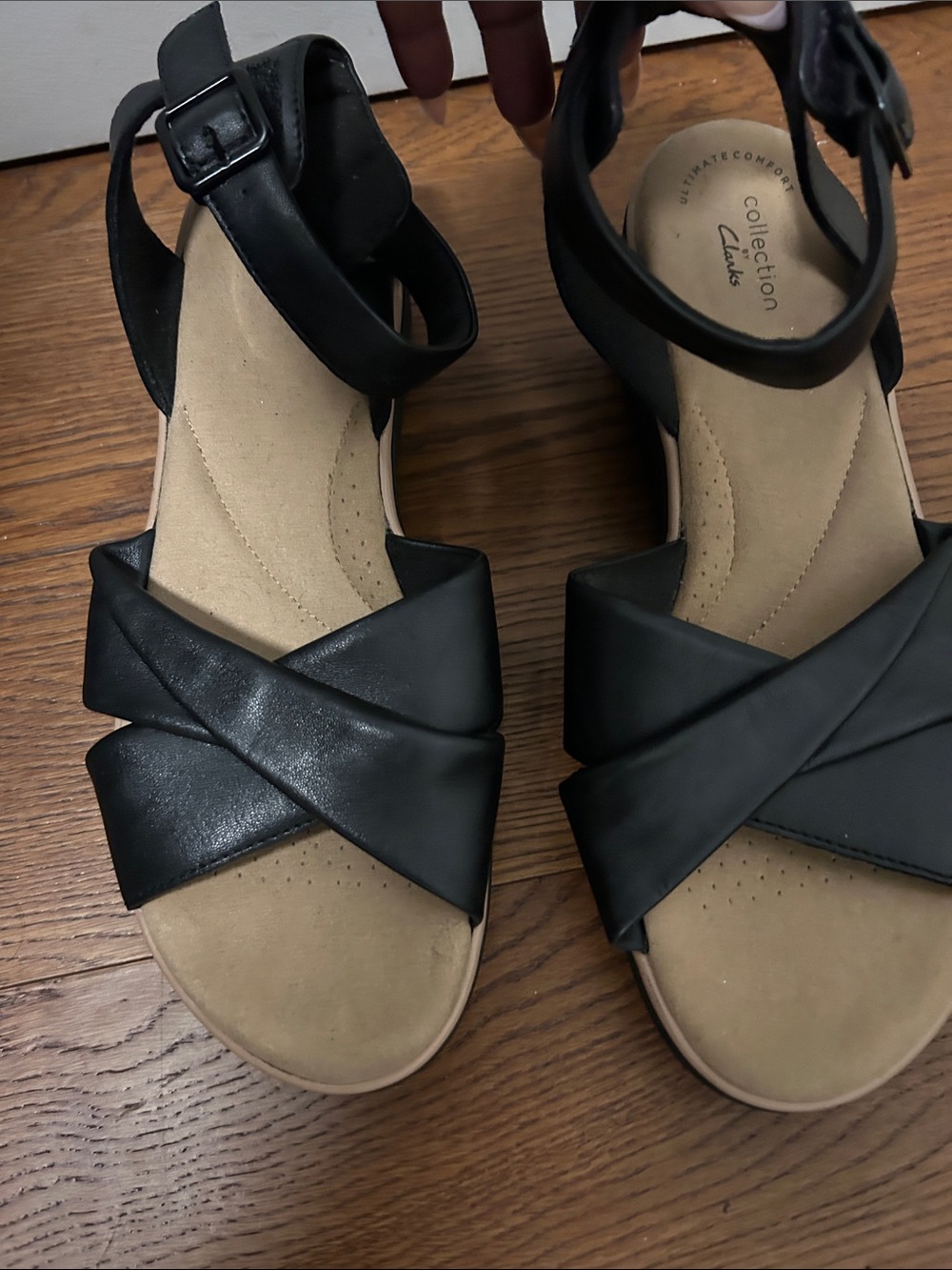 Clarks Black Crisscross Ankle-Strap Sandals